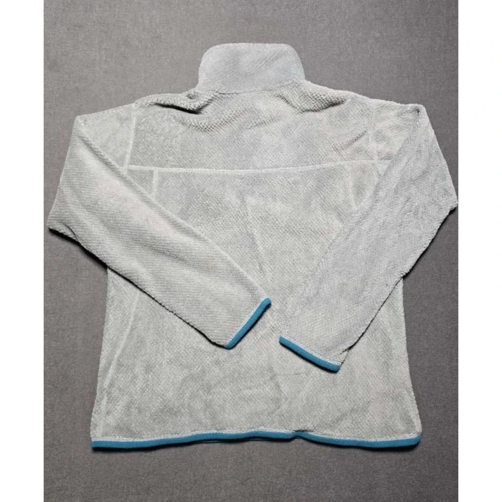 Patagonia‎ Fuzzy Fleece Pullover Jacket Gray Teal Size L Snap Neck